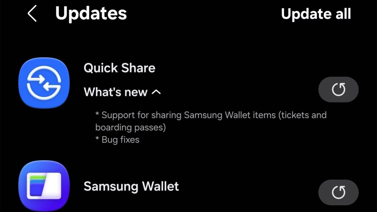 آیتم های Samsung Wallet به Quick Share اضافه شد