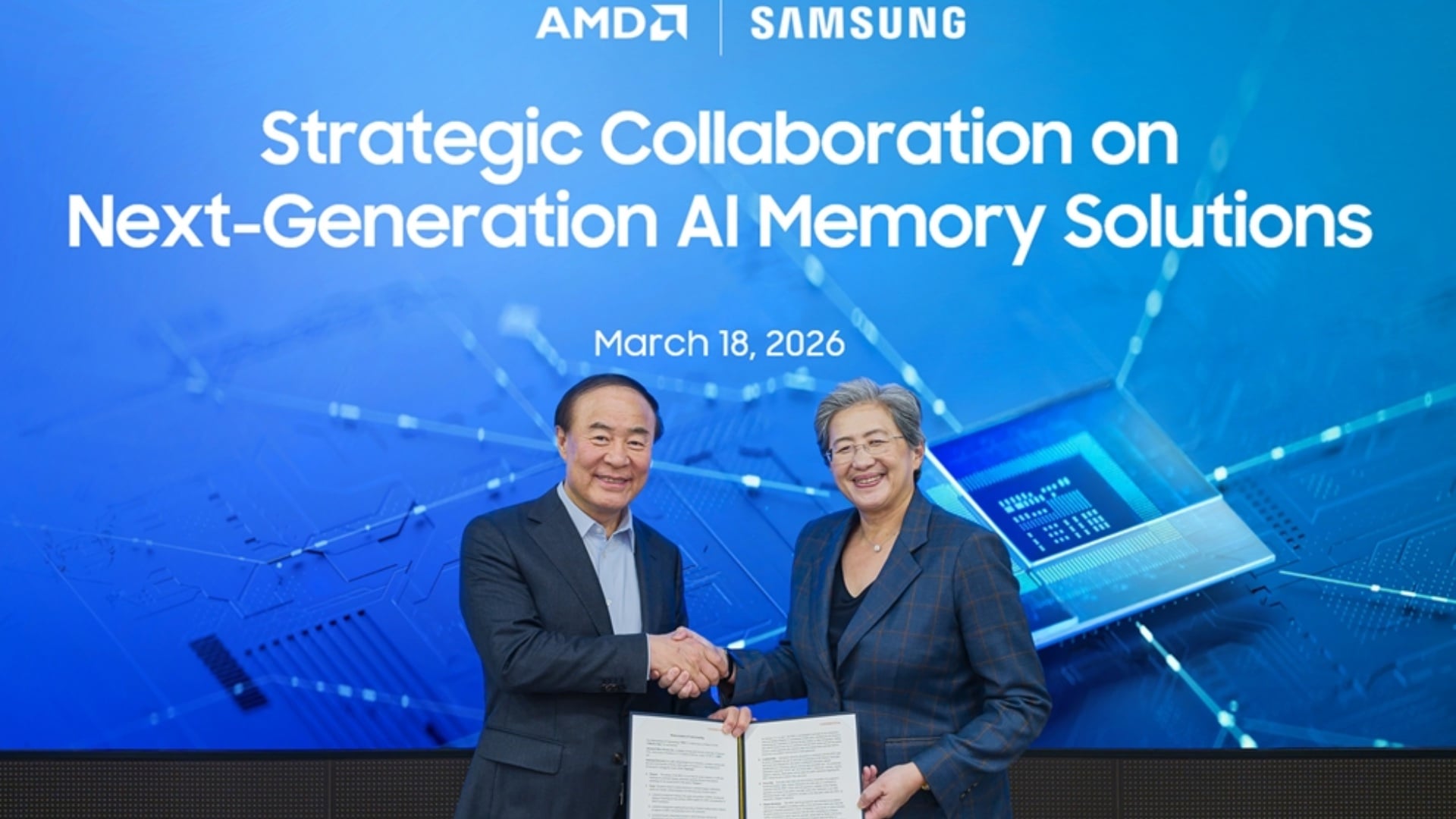 AMD CEO Lisa Su Sign Memorandum Of Agreement Samsung HBM4 Chips AI GPUs