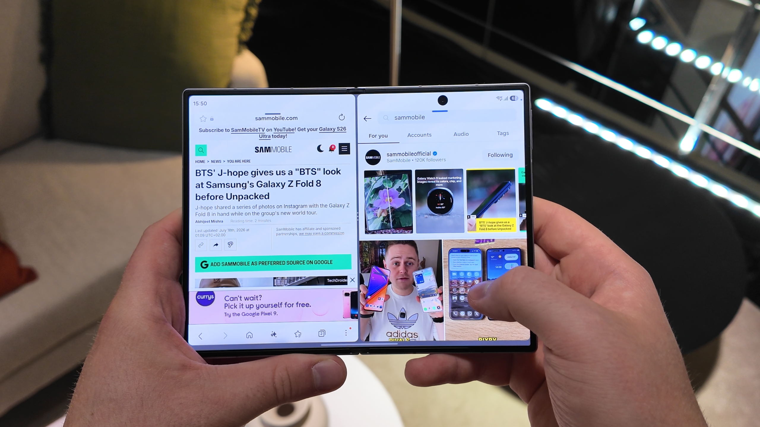 Galaxy Z Fold 8 split-screen multitasking