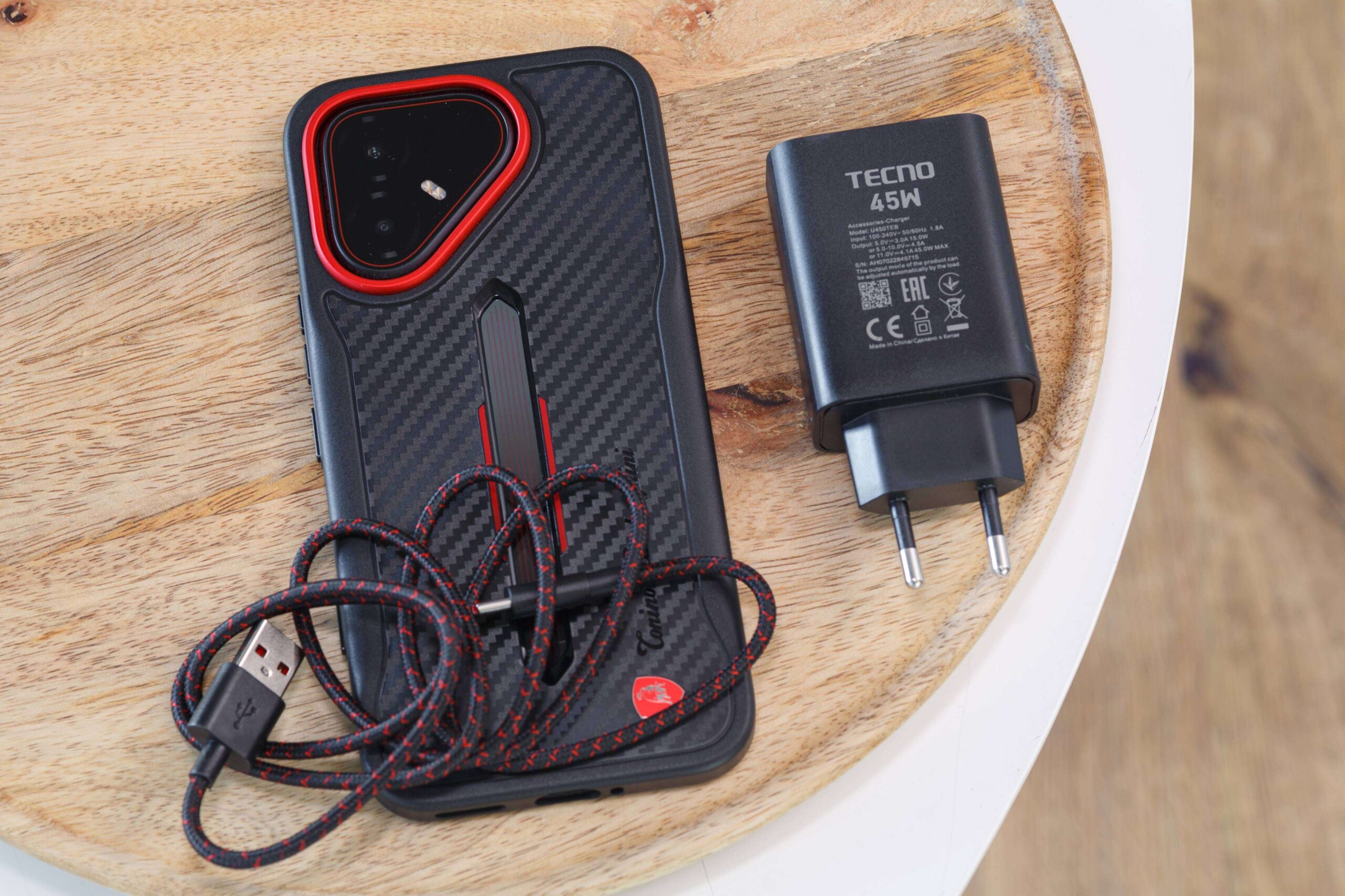 A nice braided USB cable and a 45W charger