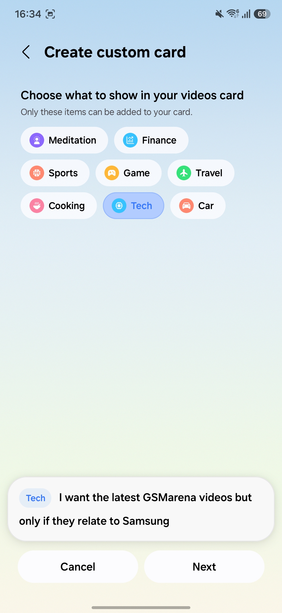 Creating custom Now Brief Cards on the Galaxy S26 FE