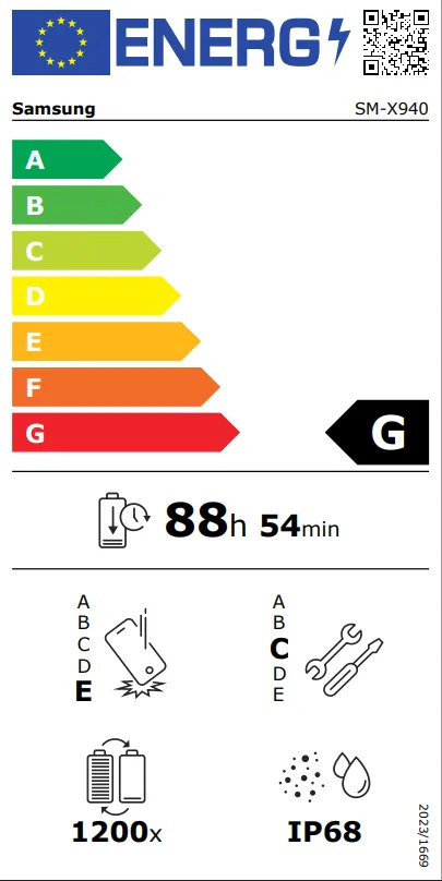 EPREL labels: Tab S12 Ultra (Wi-Fi)