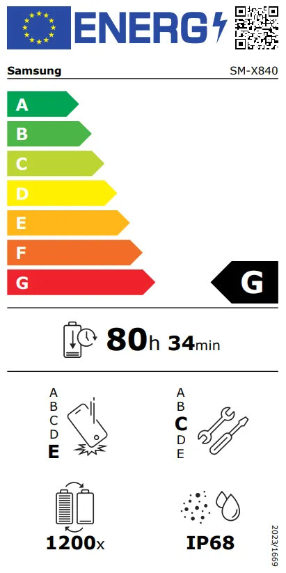 EPREL labels: Tab S12+ (Wi-Fi)