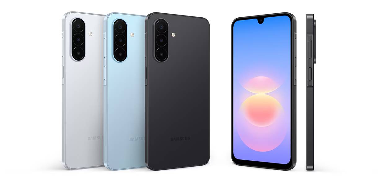 Samsung Galaxy A18 4G in Gray, Light Blue and Black