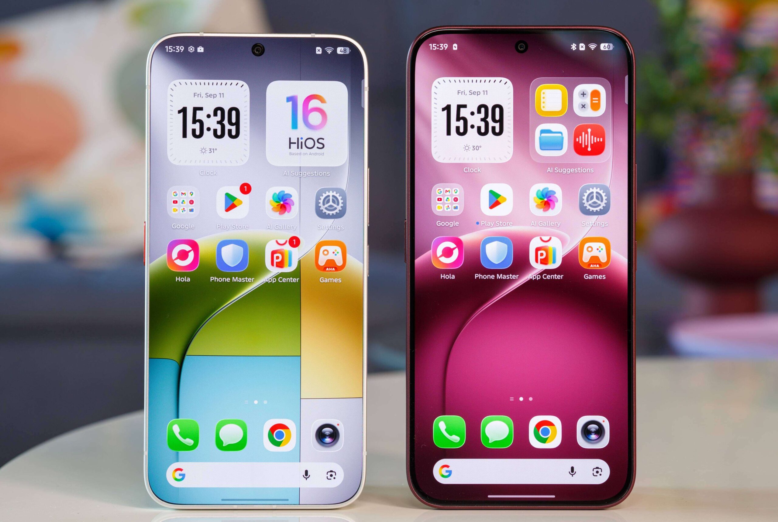 The concept phone next to its namesake, the Camon Slim 5G