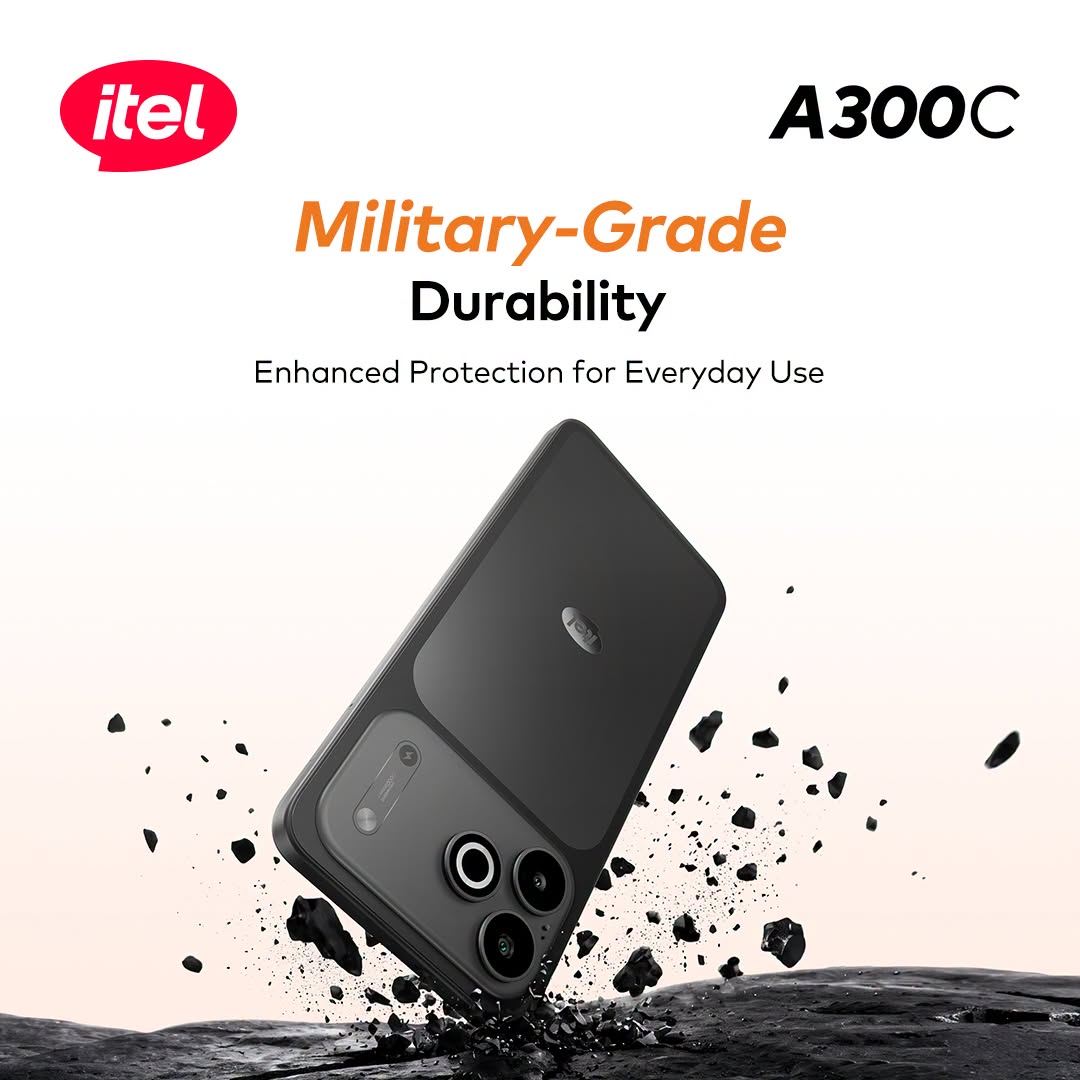 The itel A300C has a 6.56” 90Hz 720p+ LCD and a MIL-STD-810H certification