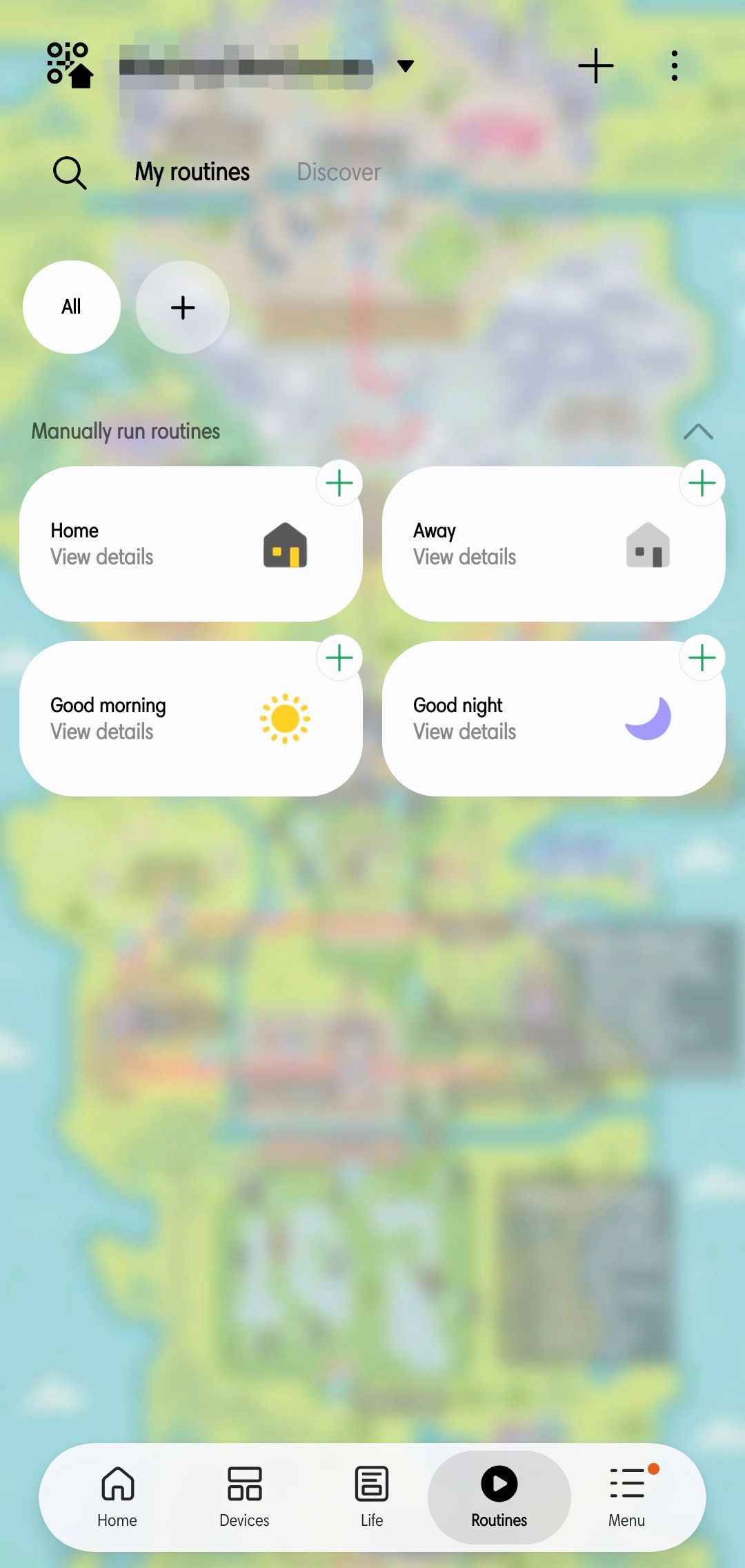 Devices and routines tabs